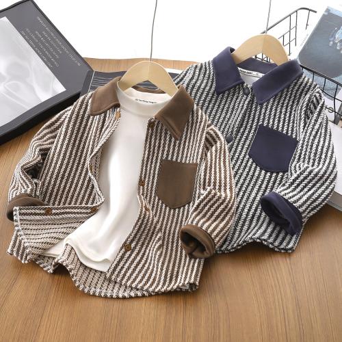 Polyester Boy Coat & with pocket striped PC