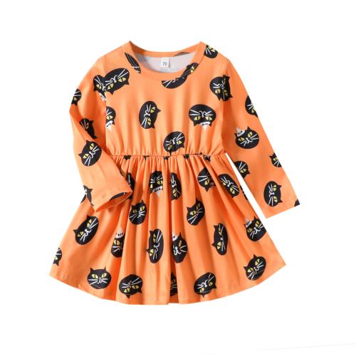 Coton Robe d’une seule pièce de fille Imprimé Orange pièce