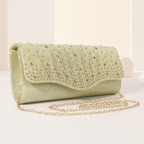 Polyester Envelope & Easy Matching Clutch Bag with chain & with rhinestone gold PC