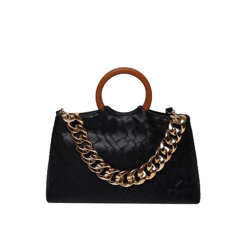 PU Leather & Polyester Tote Bag Handbag attached with hanging strap Argyle PC