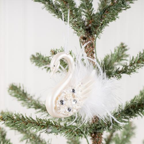Plastic Cement & Feather Kerstboom hangende Decoratie Witte stuk