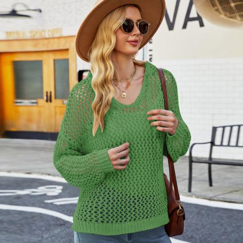 Polyester Women Long Sleeve Blouses side slit & loose & hollow patchwork Solid PC