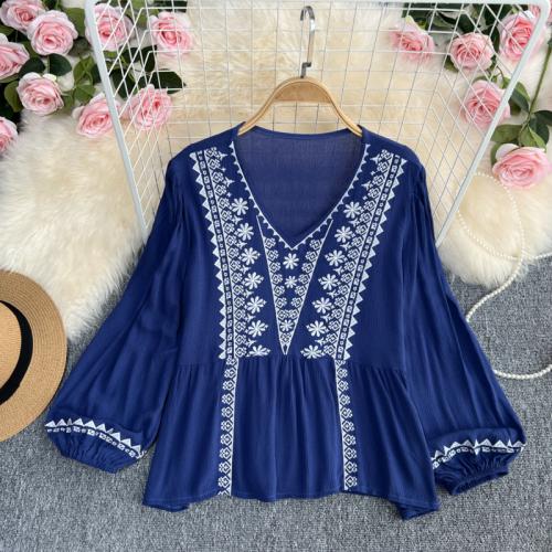 Polyester Women Long Sleeve Blouses loose floral : PC