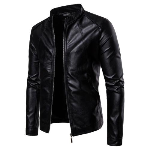 Cowhide Men Motorcycle Leather Jacket Solid black PC