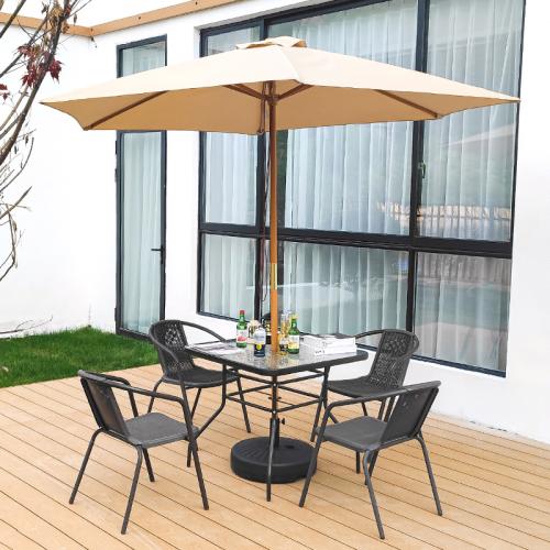 Polyester Fabrics & Poplar & Plastic foldable Patio Umbrella 6 rid-frame & sun protection khaki PC