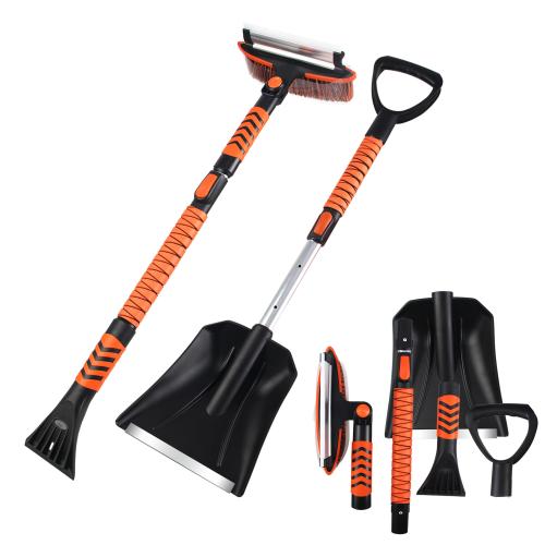 Thermo Plastic Rubber & Aluminium & Polypropylene-PP & ABS adjustable & Multifunction Snow Shovel orange Set
