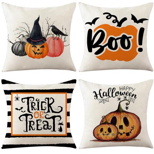 Linen Throw Pillow Covers Halloween Design & durable printed PC