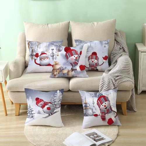 Polyester Peach Skin Soft Throw Pillow Covers durable & christmas design printed PC