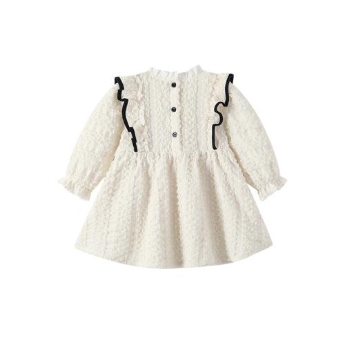 Coton Robe d’une seule pièce de fille Patchwork Solide Blanc pièce