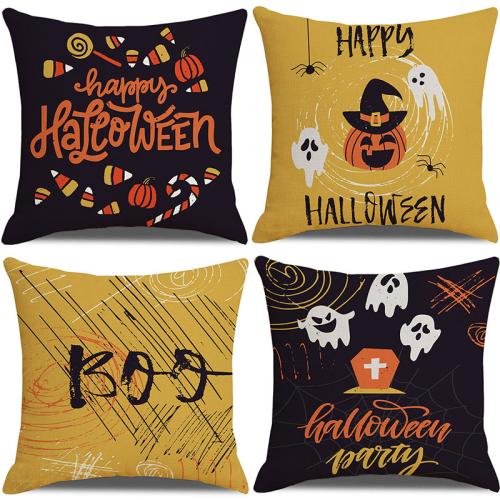 Linen Throw Pillow Covers Halloween Design & durable printed PC