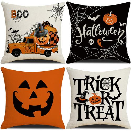 Linen Throw Pillow Covers Halloween Design & durable printed PC