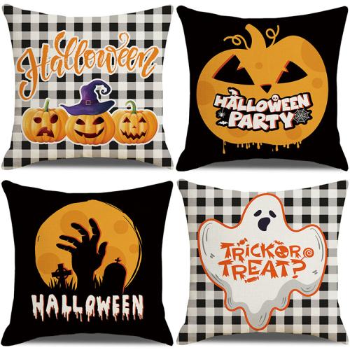 Linen Throw Pillow Covers Halloween Design & durable printed PC