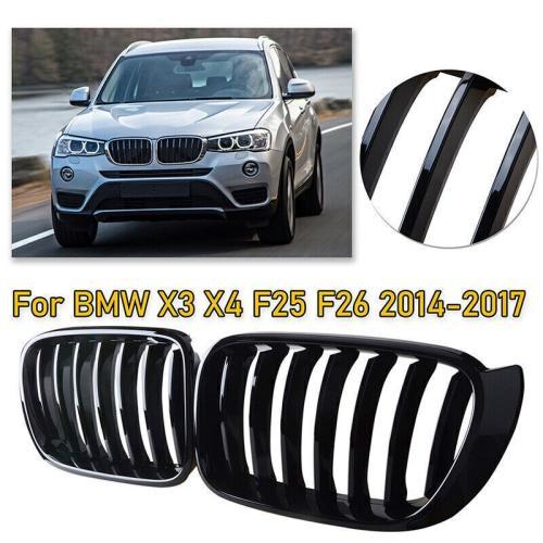 For 2014-2017 2016 BMW F25 F26 X3 X4 Black Front Kidney Grilles Grill