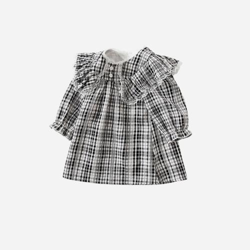 Cotone Dívka Jednodílné šaty Stampato Kostkované dvě různé barevné kus