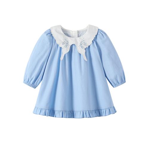 Cotone Dívka Jednodílné šaty Patchwork Pevné Blu kus