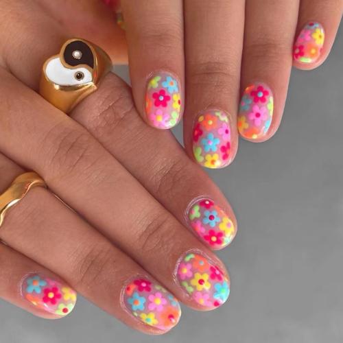 El plastico Uñas postizas, floral, multicolor, Conjunto
