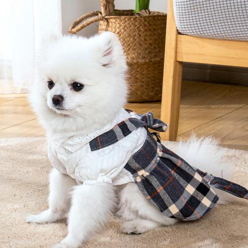 Polyester Pet Dog Clothing & breathable plaid PC