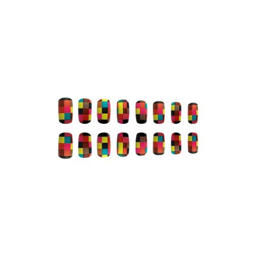 El plastico Uñas postizas, tartán, multicolor, Conjunto