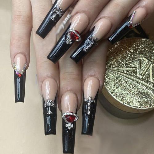 El plastico Uñas postizas, negro, Conjunto
