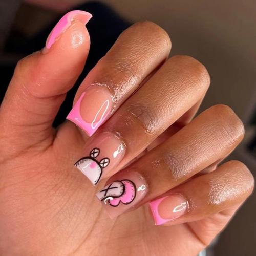 El plastico Uñas postizas, Dibujos animados, rosado, Conjunto