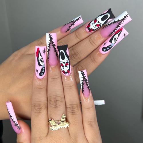 El plastico Uñas postizas, Dibujos animados, rosado, Conjunto