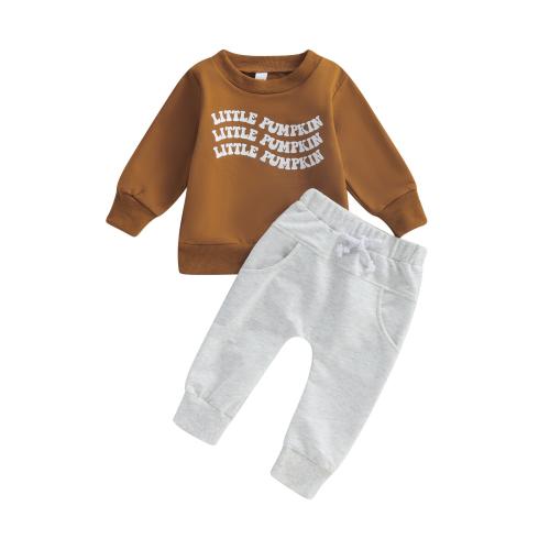 Cotton Boy Clothing Set & two piece Pants & top printed letter white Set