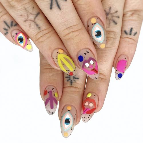 El plastico Uñas postizas, ojos, multicolor, Conjunto