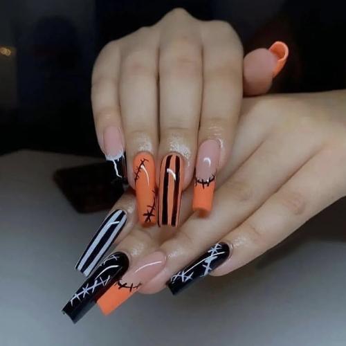 El plastico Uñas postizas, a rayas, negro, Conjunto