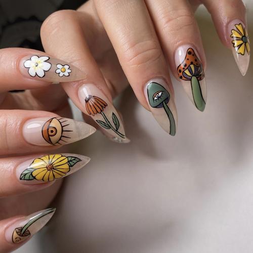 El plastico Uñas postizas, Planta, multicolor, Conjunto