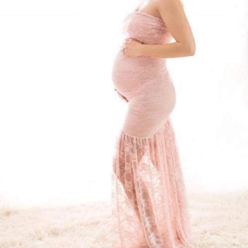 Polyester Slim Maternity Dress & tube pink PC