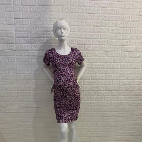 Polyester Slim Maternity Dress flexible printed floral PC