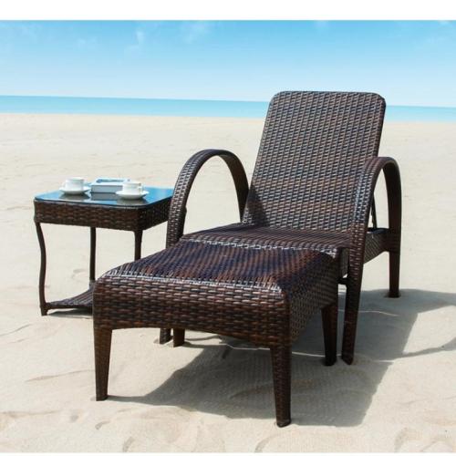Metal & PE Plastic adjustable Foldable Sun Lounger brown PC