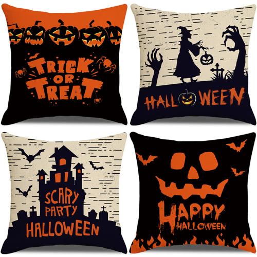Linen Throw Pillow Covers Halloween Design printed PC