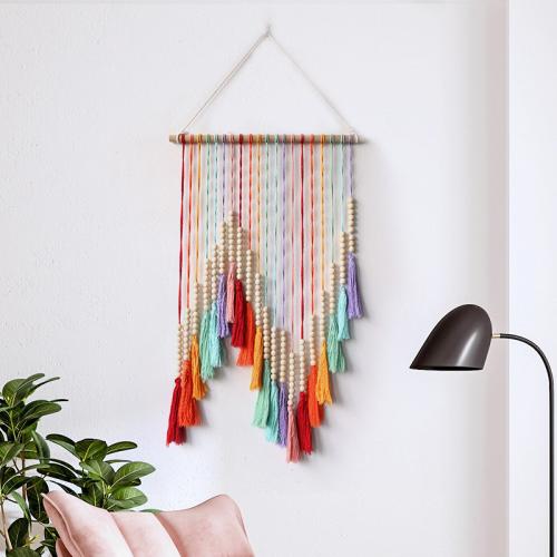 Fil de coton & Bois massif Tapisserie multicolore pièce