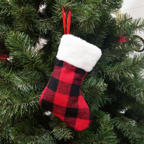 Chiffon Chaussette de Noël Plaid plus de couleurs pour le choix pièce