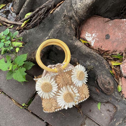 Pvc Handtas Polyester Bloemen Goud stuk