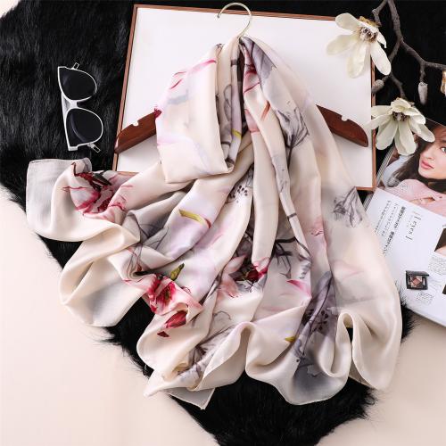 Polyester Silk Scarf can be use as shawl & sun protection printed floral PC