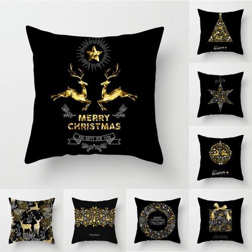 Polyester Peach Skin Soft Throw Pillow Covers durable & christmas design printed PC