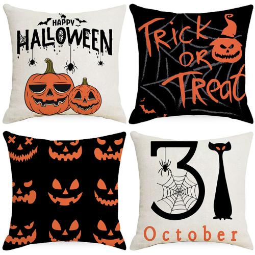 Linen Throw Pillow Covers Halloween Design & durable printed PC