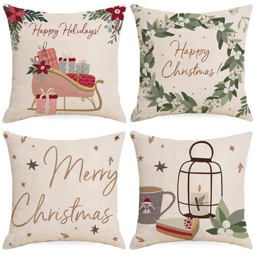 Linen Throw Pillow Covers durable & christmas design printed PC