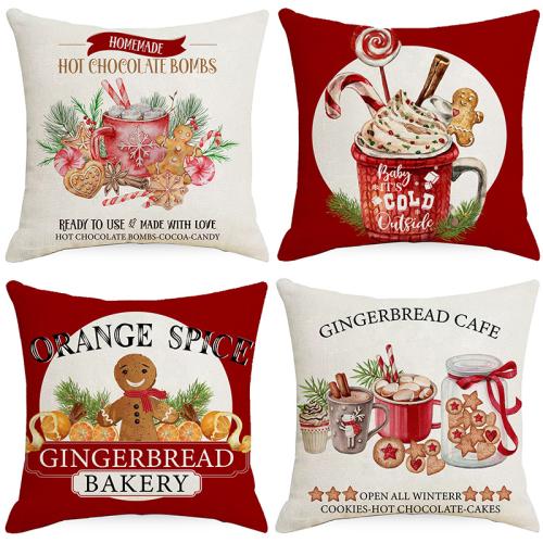 Linen Throw Pillow Covers durable & christmas design printed PC