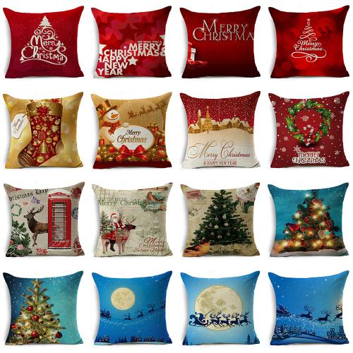 Linen Throw Pillow Covers durable & christmas design printed PC