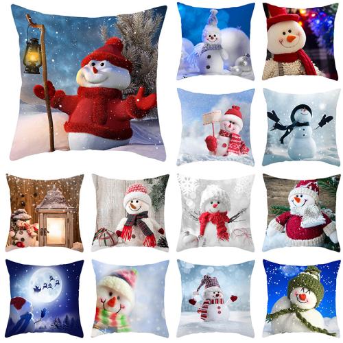 Polyester Peach Skin Throw Pillow Covers durable & christmas design printed PC