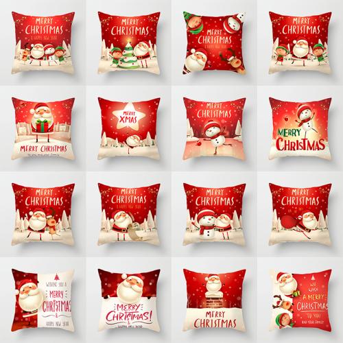 Polyester Peach Skin Soft Throw Pillow Covers durable & christmas design printed PC