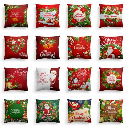 Polyester Peach Skin Soft Throw Pillow Covers durable & christmas design printed PC