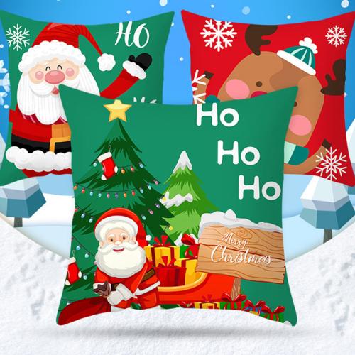 Polyester Peach Skin Soft Throw Pillow Covers durable & christmas design printed PC