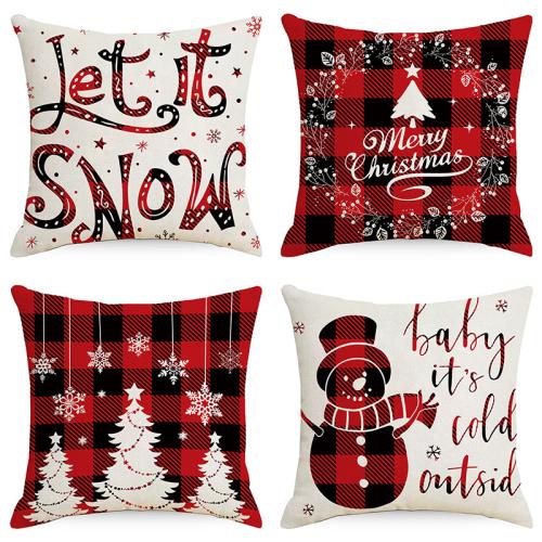 Linen & Polyester Throw Pillow Covers christmas design PC