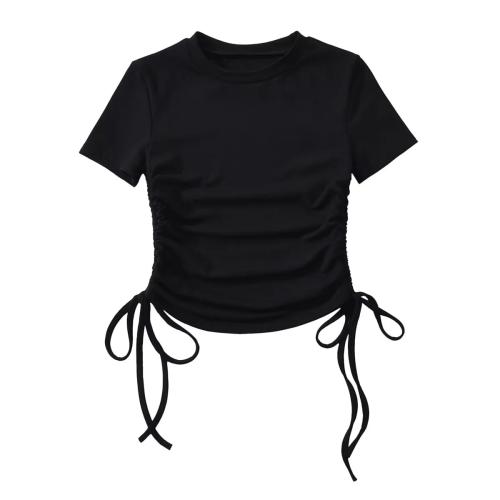 Cotton Slim Women Short Sleeve T-Shirts patchwork Solid PC