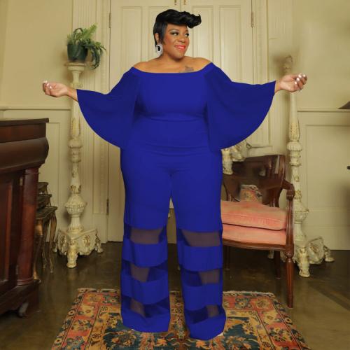 Polyester Plus Size Long Jumpsuit & loose PC