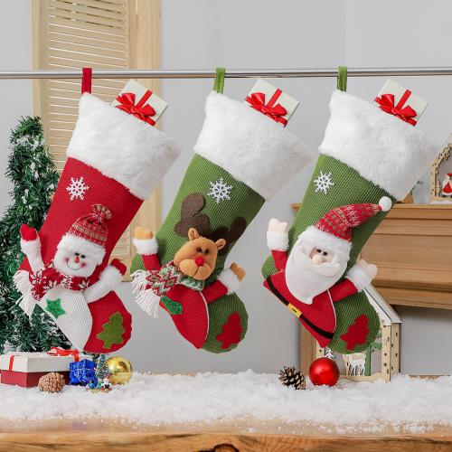 Chiffon Chaussette de Noël Imprimé plus de couleurs pour le choix pièce